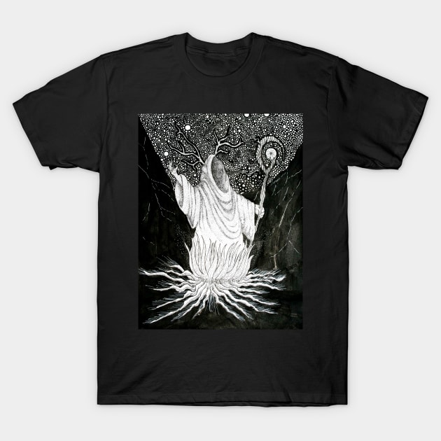 Starlit Druid Magic T-Shirt by GruesomeDesign